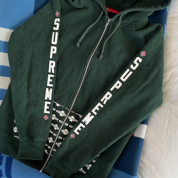 Rare Vintage 2017 Independent Truck Co Supreme Dark Green Zip-Up Hoodie - Picture 2 of 8